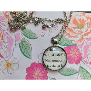 Safety pendant necklace made with Six of Crows book pages